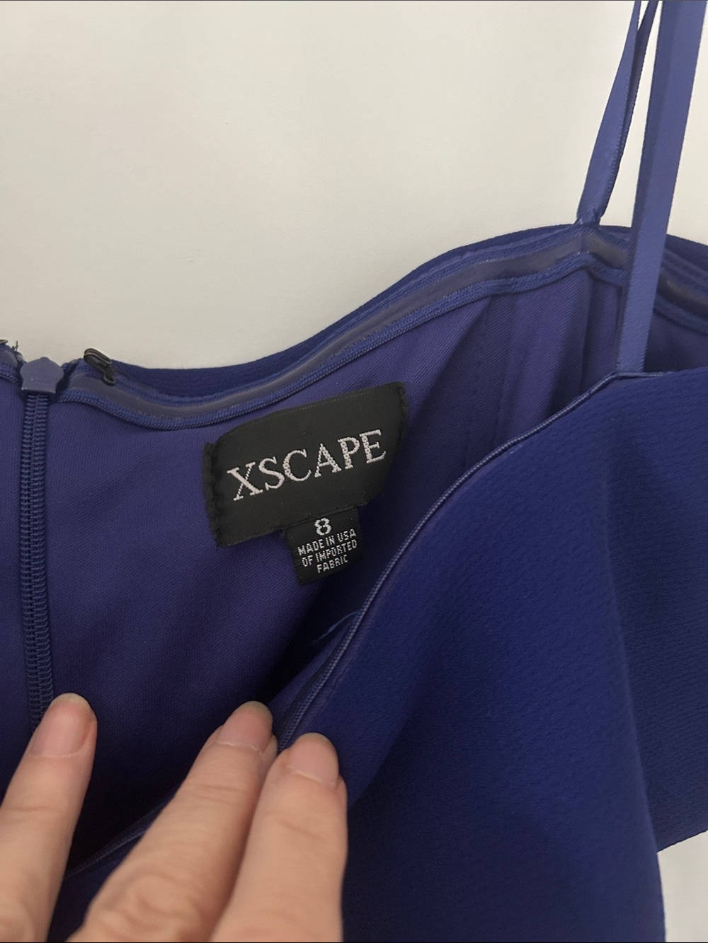 Xscape Royal Blue Off-Shoulder Ruffle Maxi Dress - Picture 4 of 6